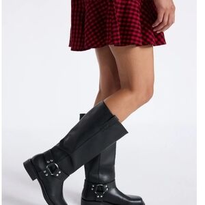 No Boundaries Black Moto Boots with Buckle Detail